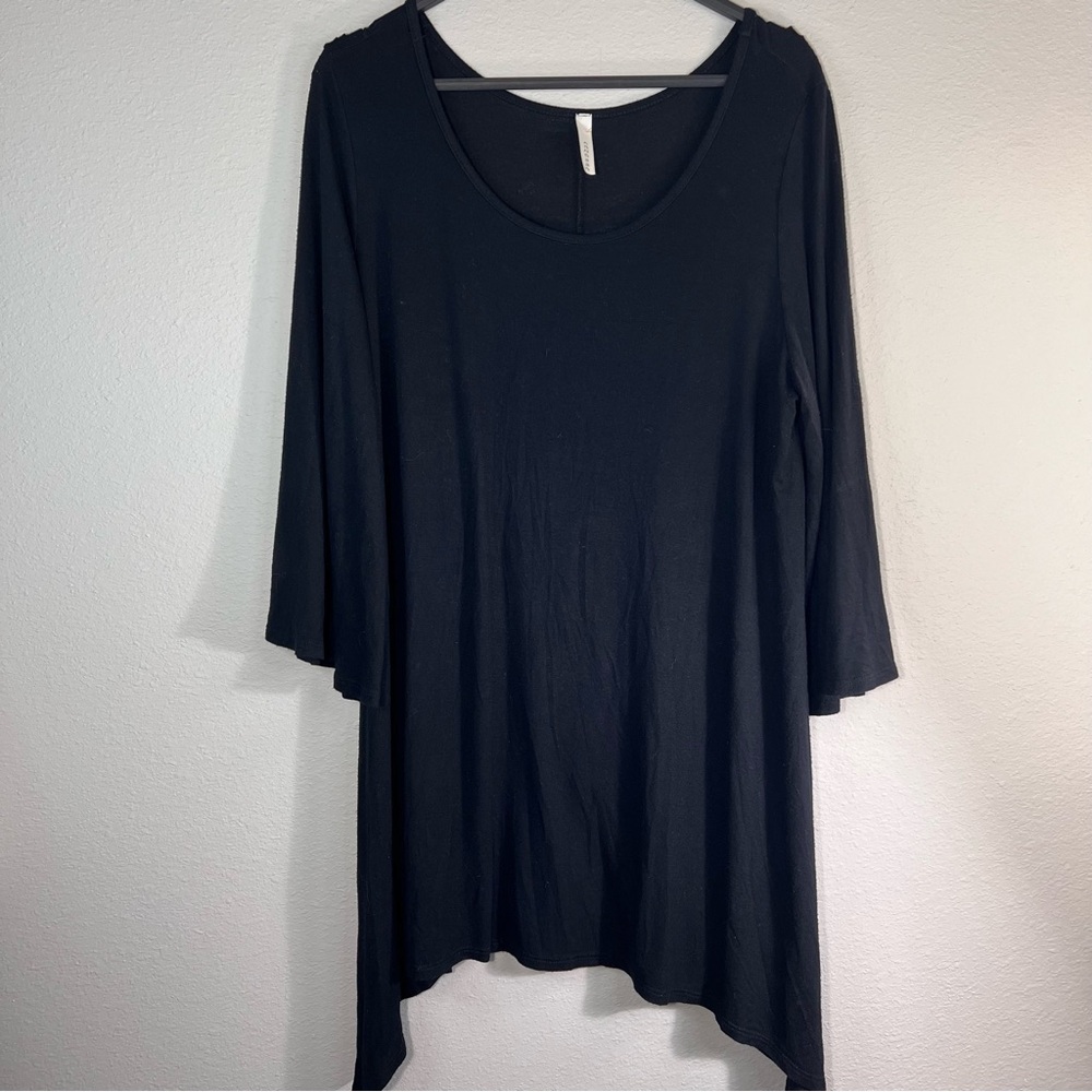 Cezanne Black sequined cross details Dolman Sleeve Top